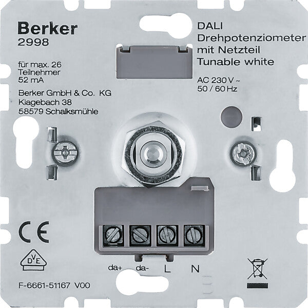 Hager/Berk DALI Drehpotenziometer Tunable wh m.Netzt. 2998